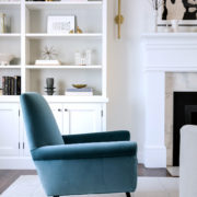 Blue velvet armchair Piedmont Interior Design